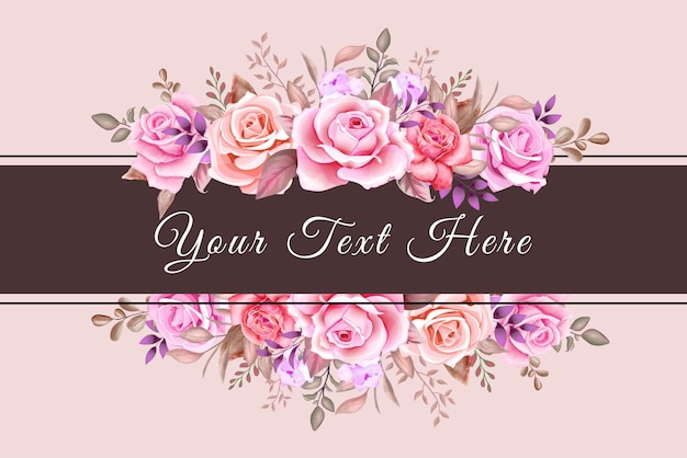 Watercolor Floral Frame Background with Beautiful Flowers