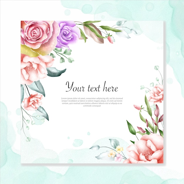 watercolor floral frame background