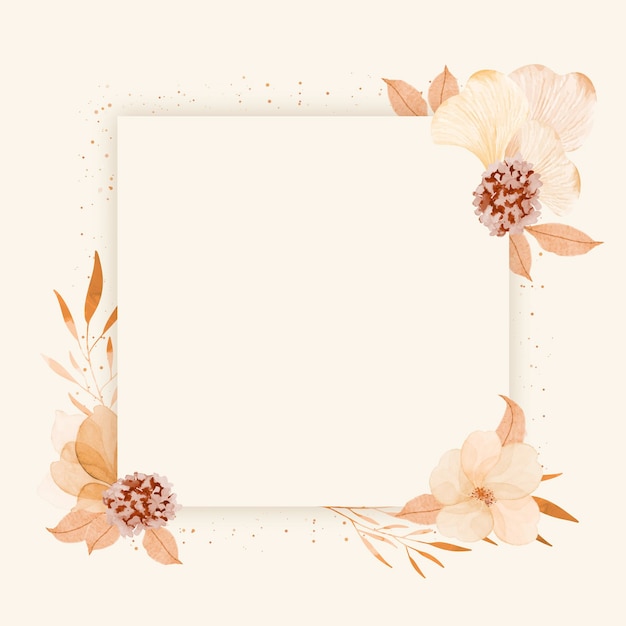 Watercolor floral frame blank card template