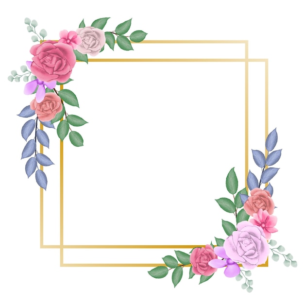 Watercolor Floral Frame by Rectangle frame