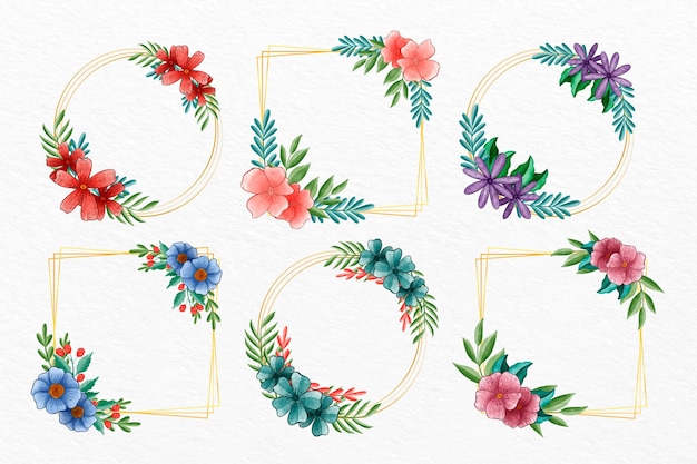 Watercolor floral frame collection