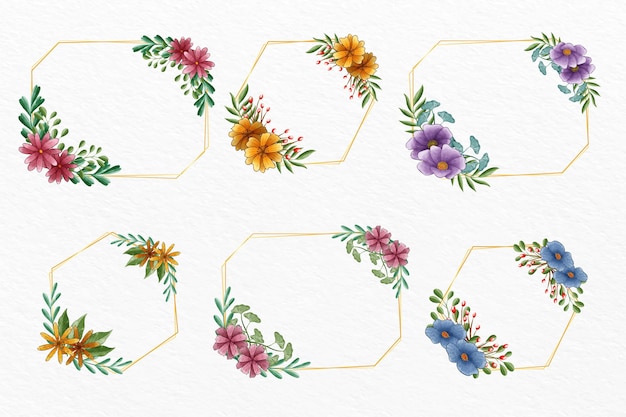 Watercolor floral frame collection