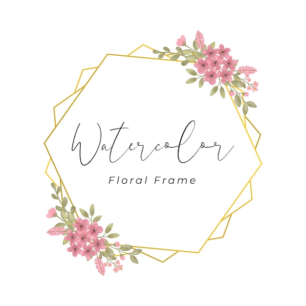 Watercolor floral frame flower with beautiful color