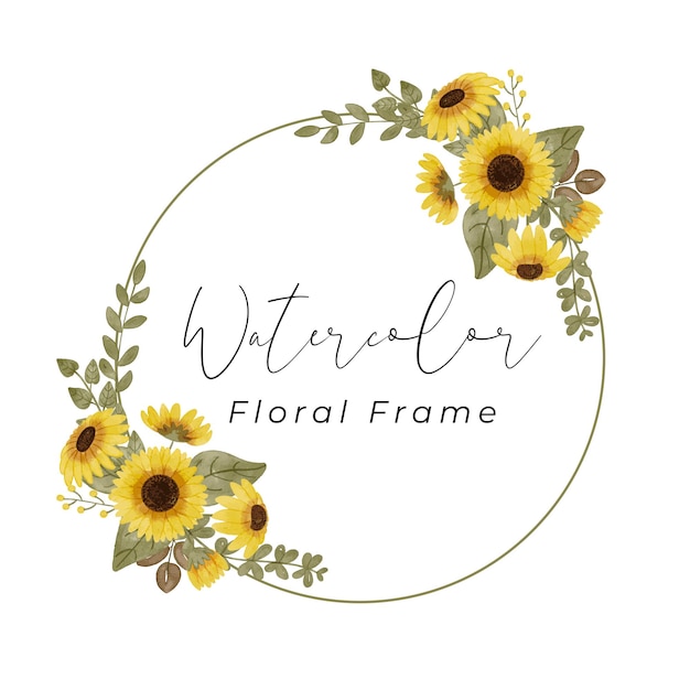 Watercolor floral frame flower with beautiful color