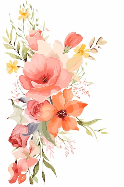 Watercolor floral frame illustration