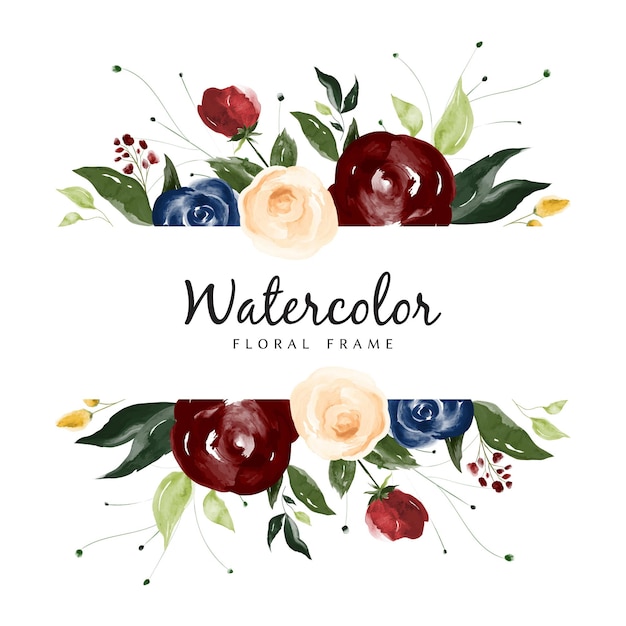 Watercolor Floral Frame for Wedding Invitation Card