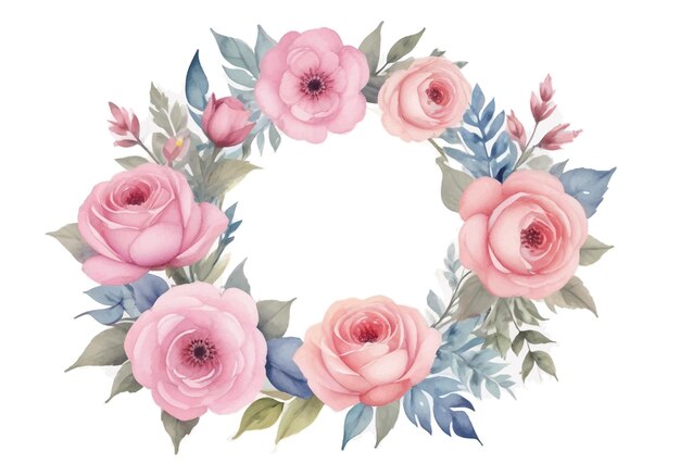 Vector watercolor floral frame with copy space