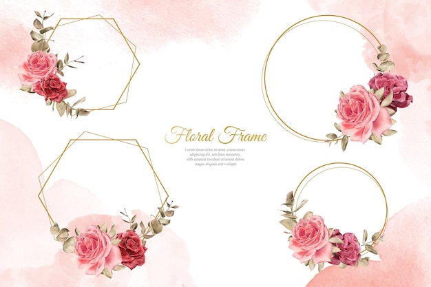 Watercolor Floral Frames Multi Purpose Template Design Collection