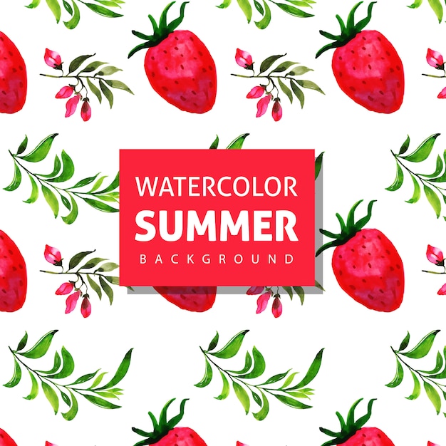 Watercolor Floral & Fruits Background