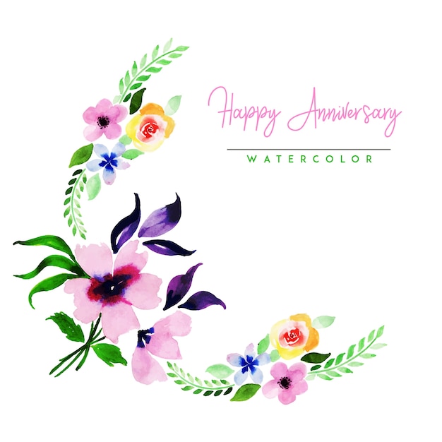 Watercolor Floral Happy Anniversary Background