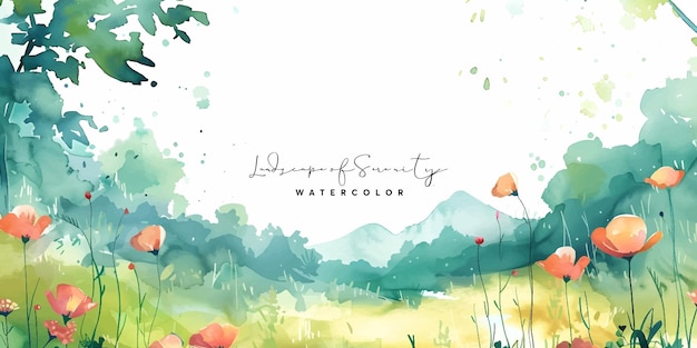 watercolor floral landscape background