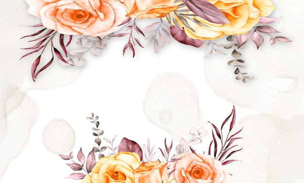 Watercolor floral and leaf background for banner and frame