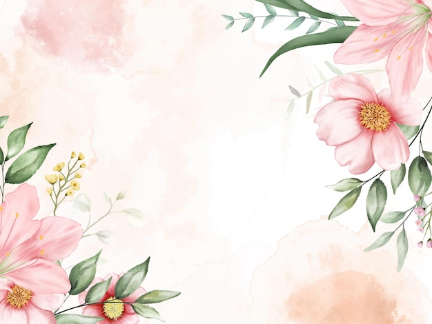 Watercolor floral and leaf background for banner and frame