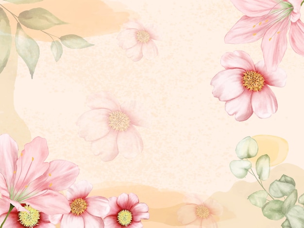 Watercolor floral and leaf background for banner and frame