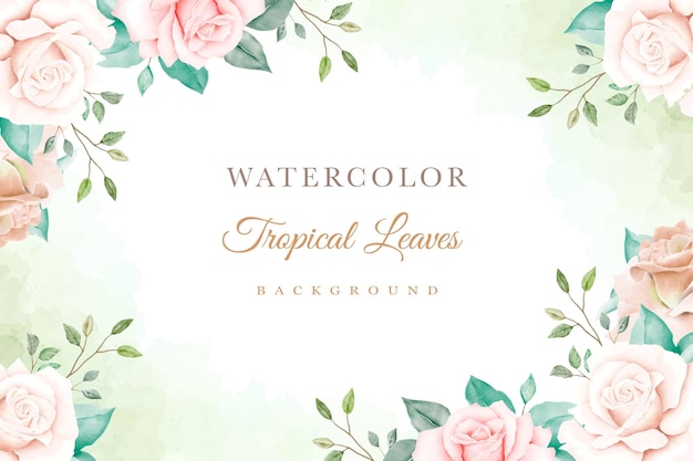 Watercolor Floral leaves Background