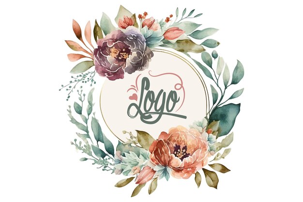 Watercolor Floral Logo Round Floral Logo modern Watercolor Logo Logo Design Calligraphy Logo