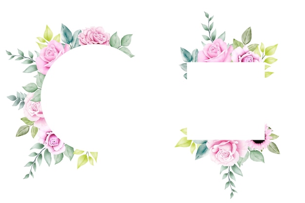 watercolor floral rose frames template design collection