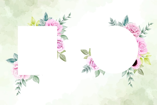 watercolor floral rose frames template design collection