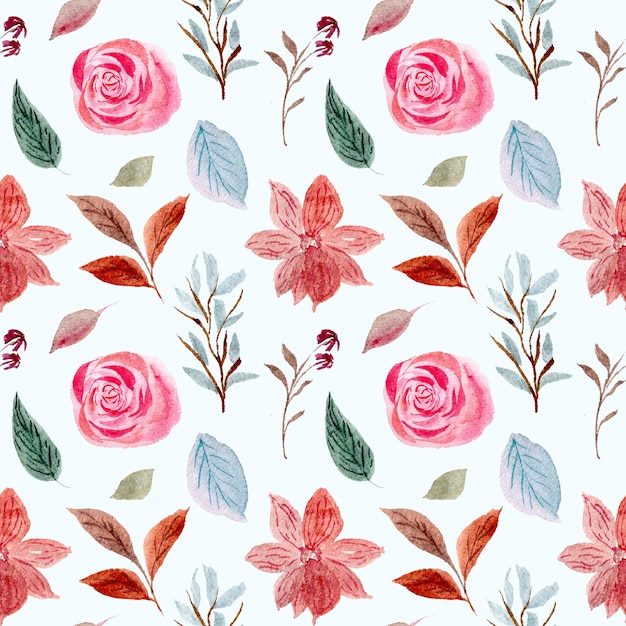 Watercolor floral rose seamless pattern