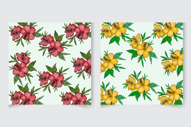 Watercolor floral seamless pattern with beautiful Hand painted Vector flower and leaves for fabric