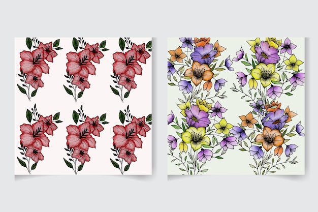 Watercolor floral seamless pattern with beautiful Hand painted Vector flower and leaves for fabric