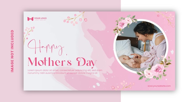 Watercolor floral Social media banner or cover design templet for mother's day