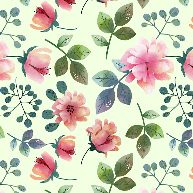 Watercolor floral spring pattern design