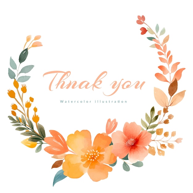 watercolor floral thank you card