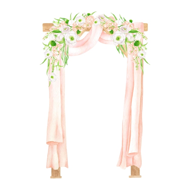 Watercolor floral wedding arch illustration