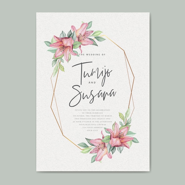 Watercolor floral wedding card