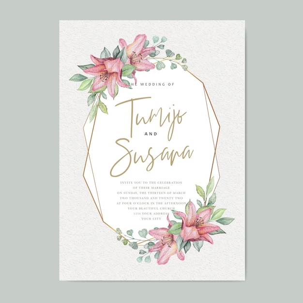 Watercolor floral wedding card