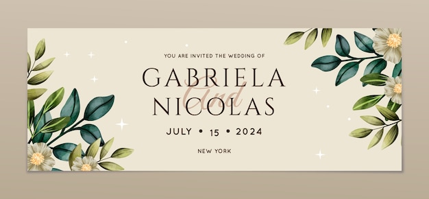 Watercolor floral wedding celebration facebook cover