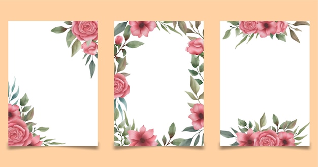 Watercolor floral wedding frame template