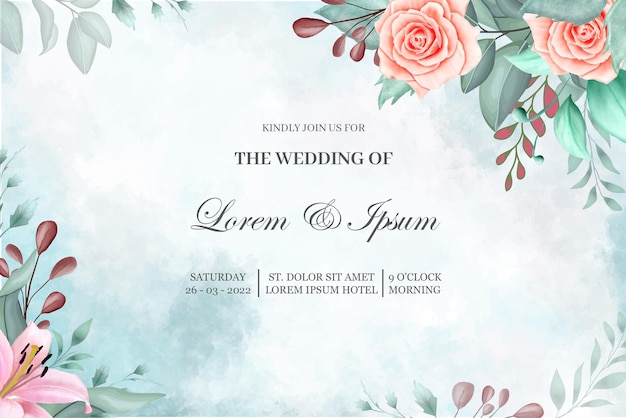 Watercolor Floral Wedding Invitation Card Set