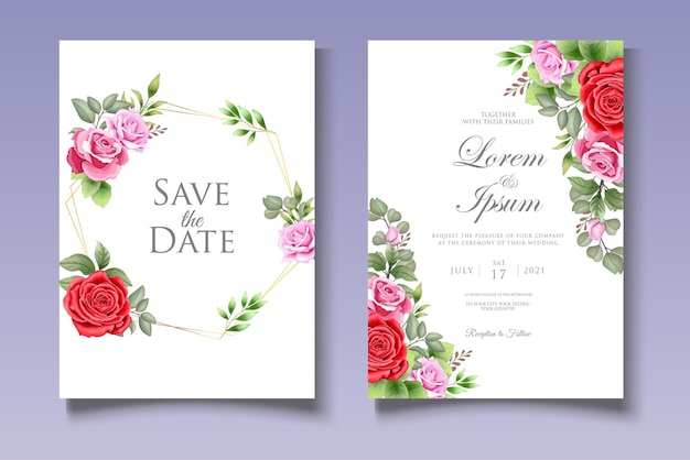 Watercolor Floral Wedding Invitation Card Set