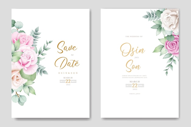 watercolor floral wedding invitation card template