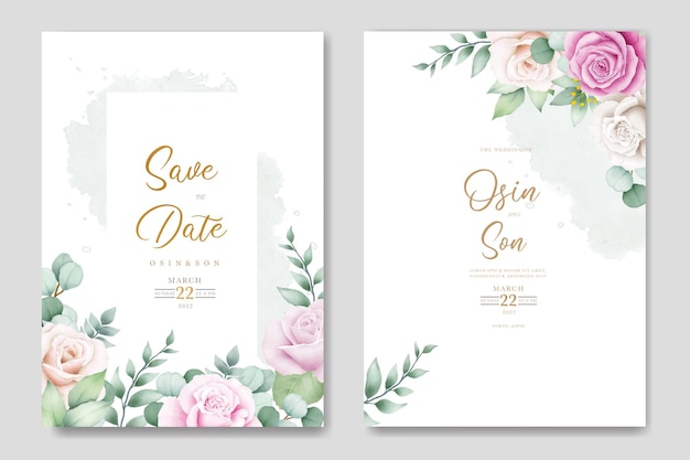 watercolor floral wedding invitation card template