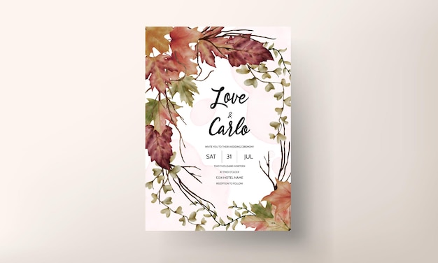 watercolor floral wedding invitation card template