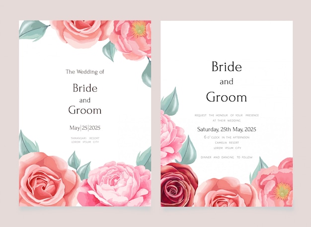 Watercolor floral wedding invitation card