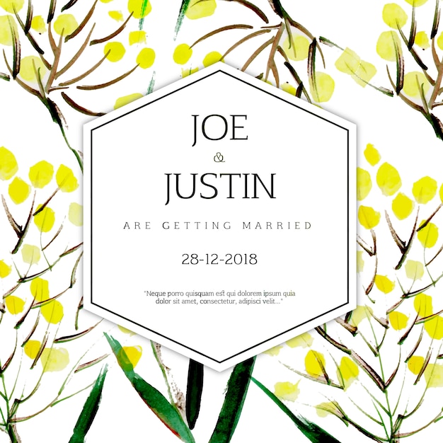 Watercolor Floral Wedding Invitation Card