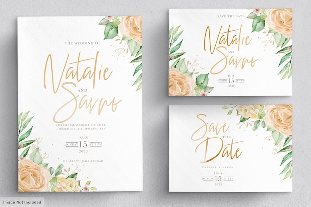 Watercolor floral Wedding invitation card