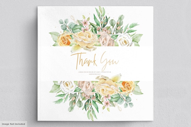 Watercolor floral Wedding invitation card