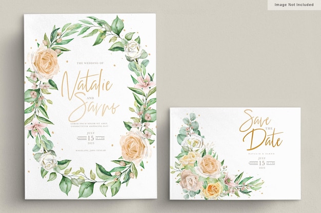 Watercolor floral Wedding invitation card