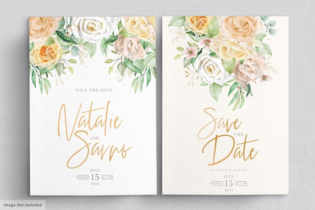 Watercolor floral Wedding invitation card