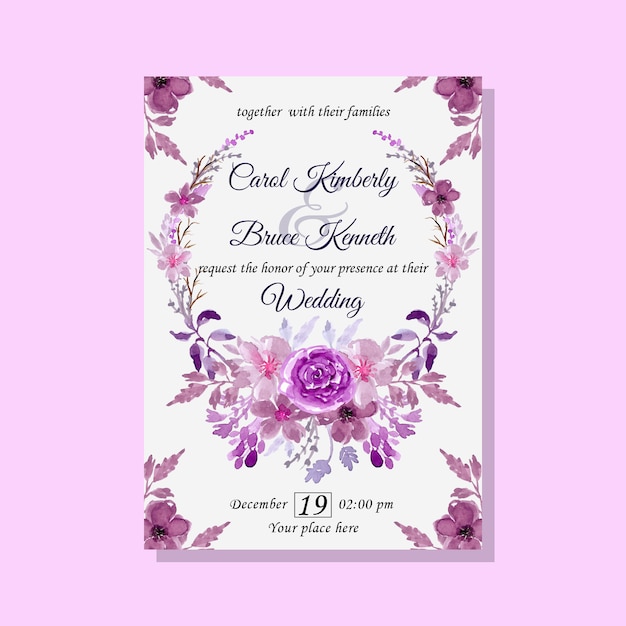 watercolor floral wedding invitation card