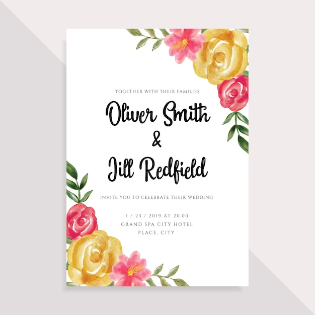 Watercolor Floral Wedding Invitation Design