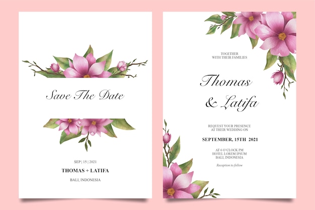 watercolor floral wedding invitation template