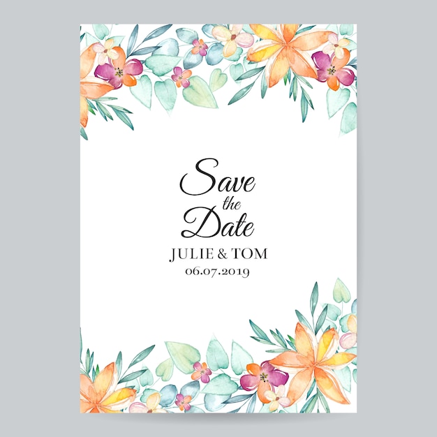 Watercolor floral wedding invitation