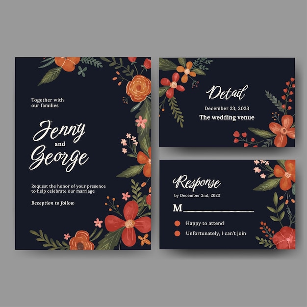 watercolor floral wedding invitation