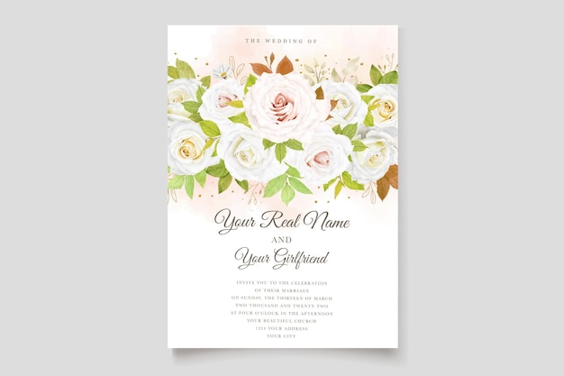 watercolor floral wreath and border card design